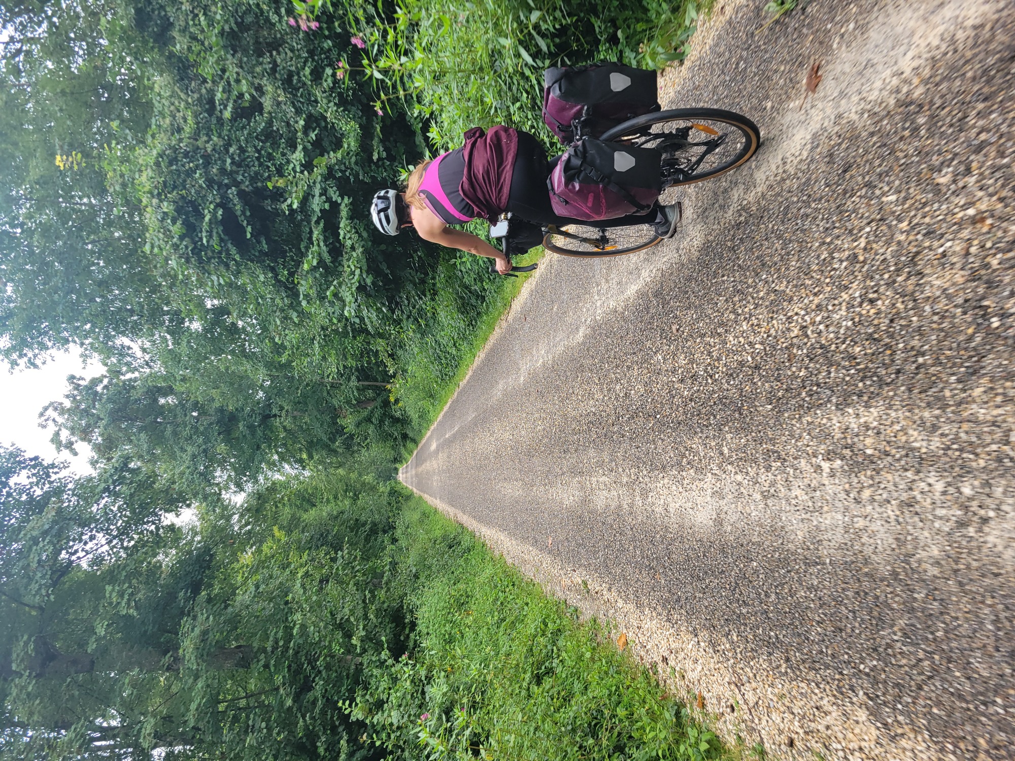 Randi blasting down the bike path