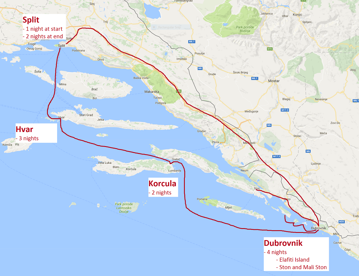 Overview of the locations of the trip.
