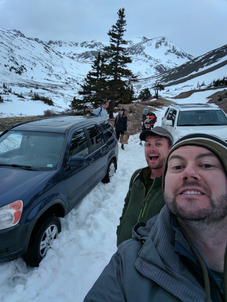 Mike Selfie as the car is stuck