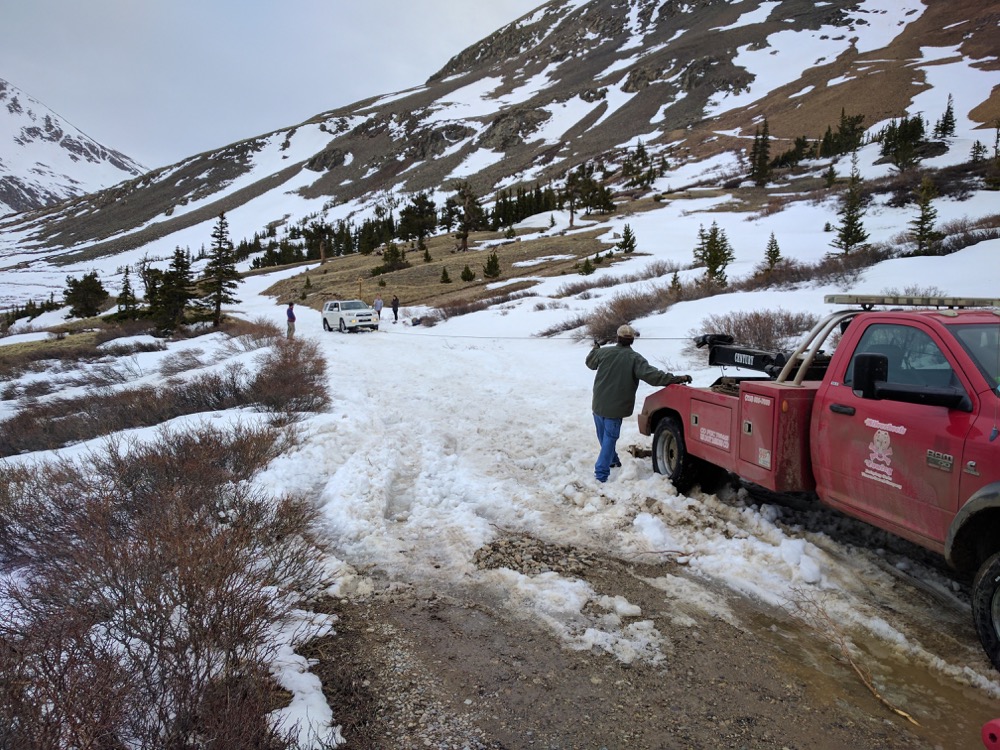 Tow truck ACTUALLY getting us out